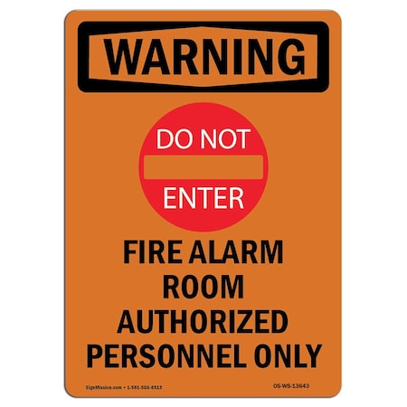 Signmission OSHA WARNING Sign, Fire Alarm W/ Symbol, 14in X 10in Rigid Plastic, 10" W, 14" L, Portrait OS-WS-P-1014-V-13643